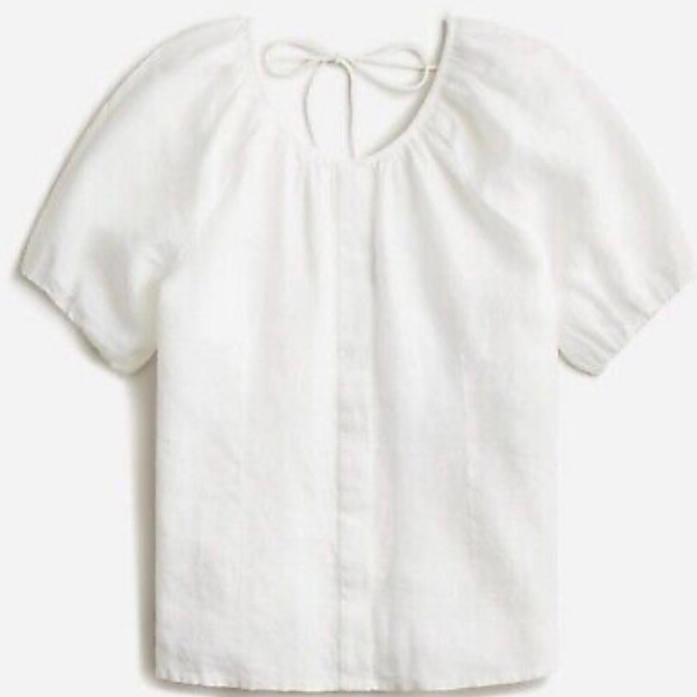 J. Crew V-back Linen Top | white | Size 12